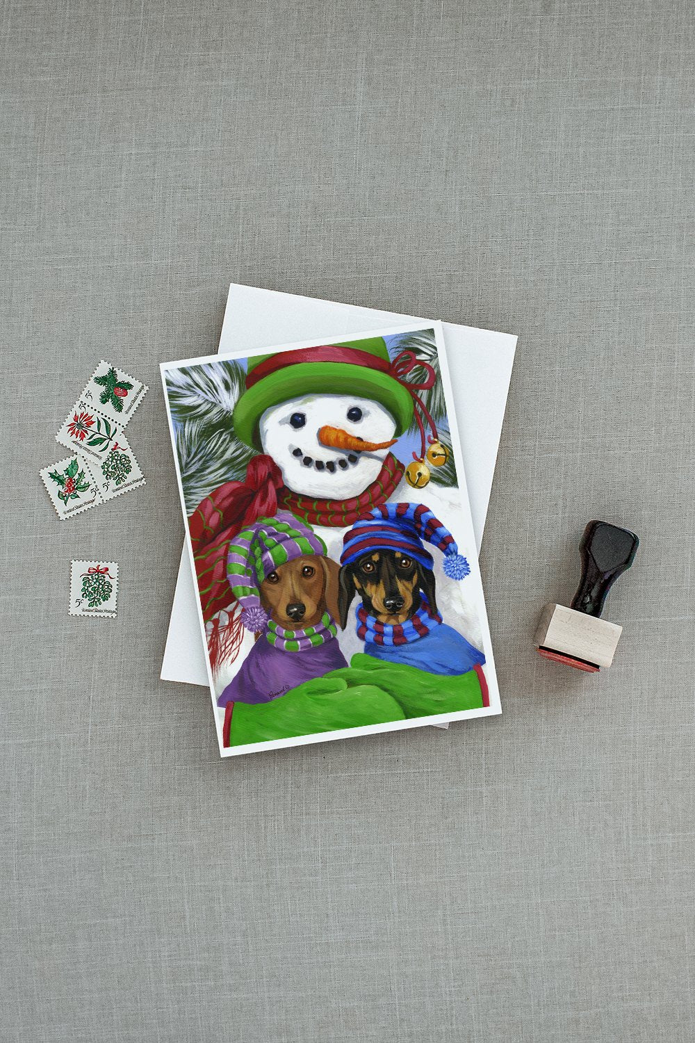 Dachshund Christmas Frosty and Company Greeting Cards and Envelopes Pack of 8 - the-store.com