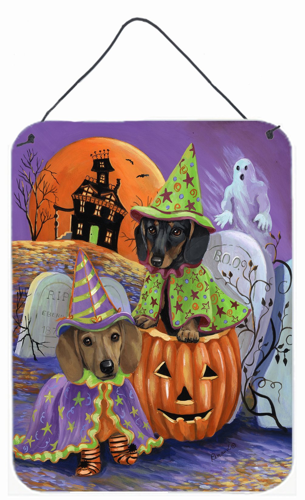 Buy this Dachshund Halloween Haunted House Wall or Door Hanging Prints PPP3082DS1216
