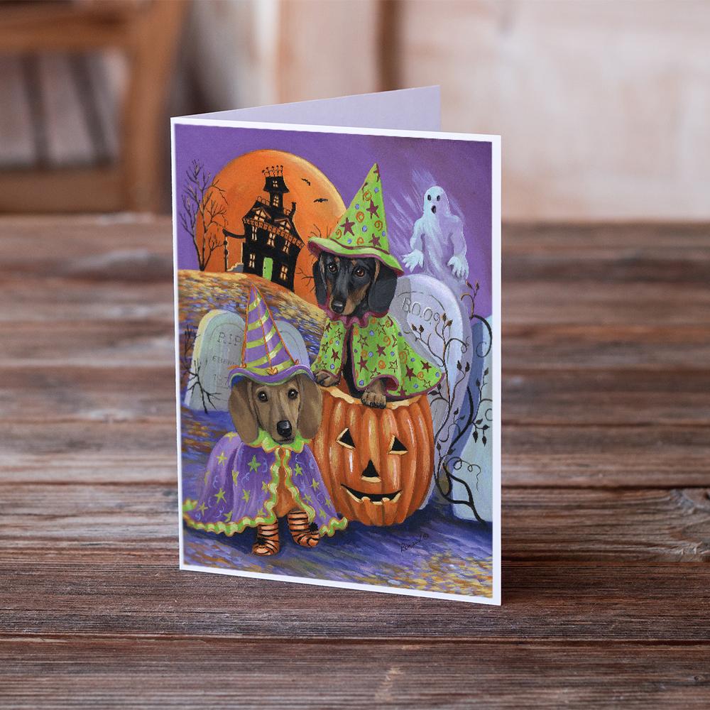 Dachshund Halloween Haunted House Greeting Cards and Envelopes Pack of 8 - the-store.com