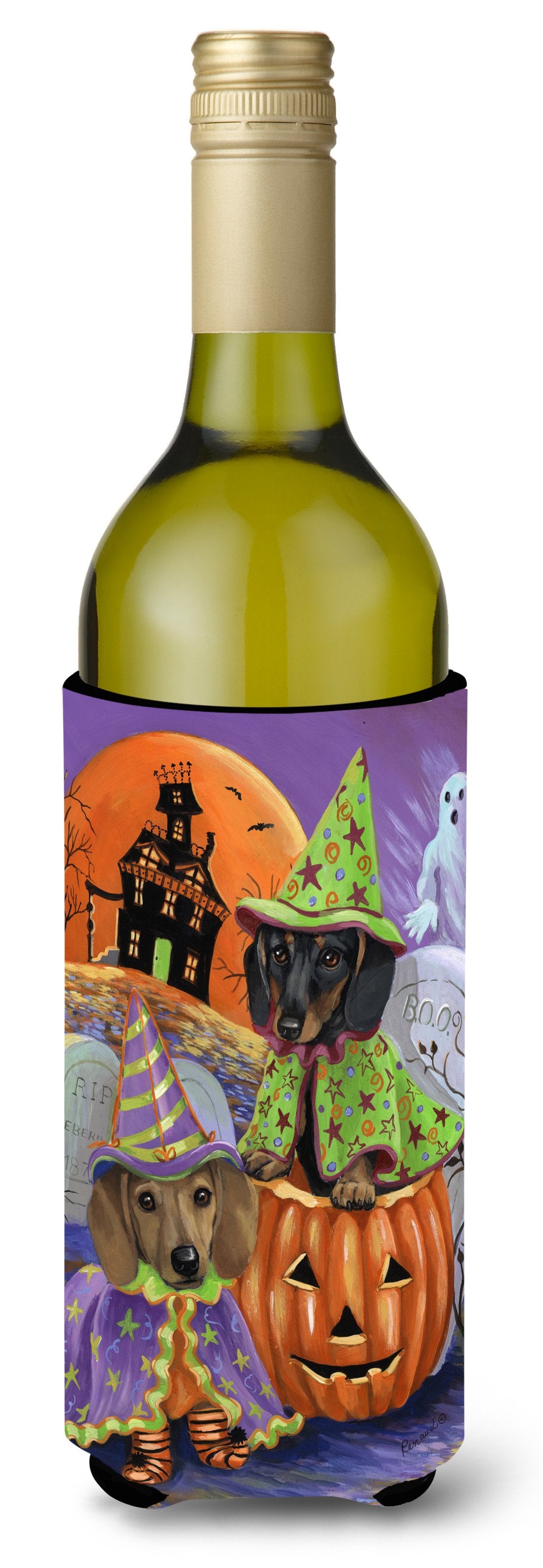 Dachshund Halloween Haunted House Wine Bottle Hugger PPP3082LITERK by Caroline's Treasures