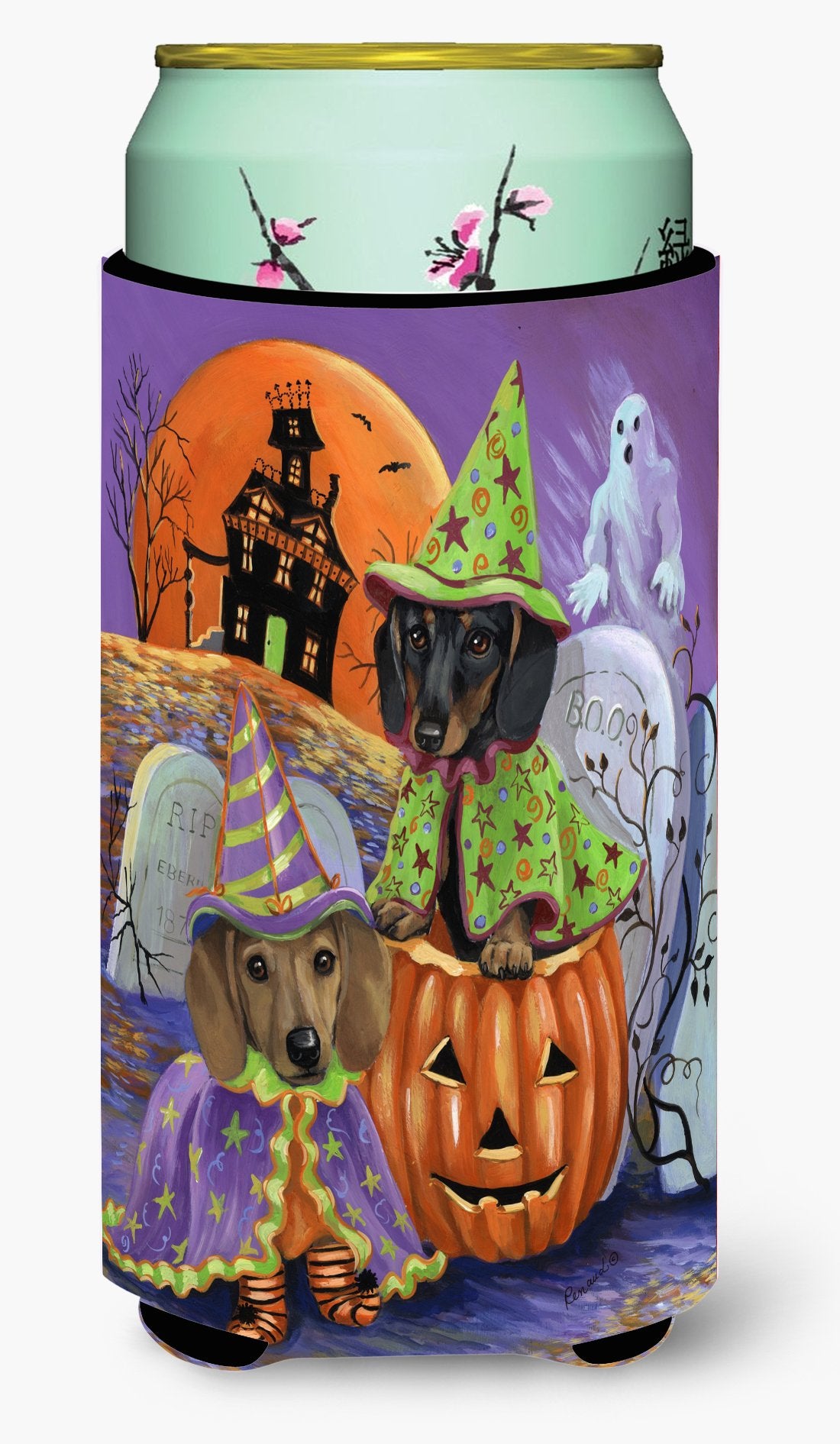 Dachshund Halloween Haunted House Tall Boy Hugger PPP3082TBC by Caroline's Treasures
