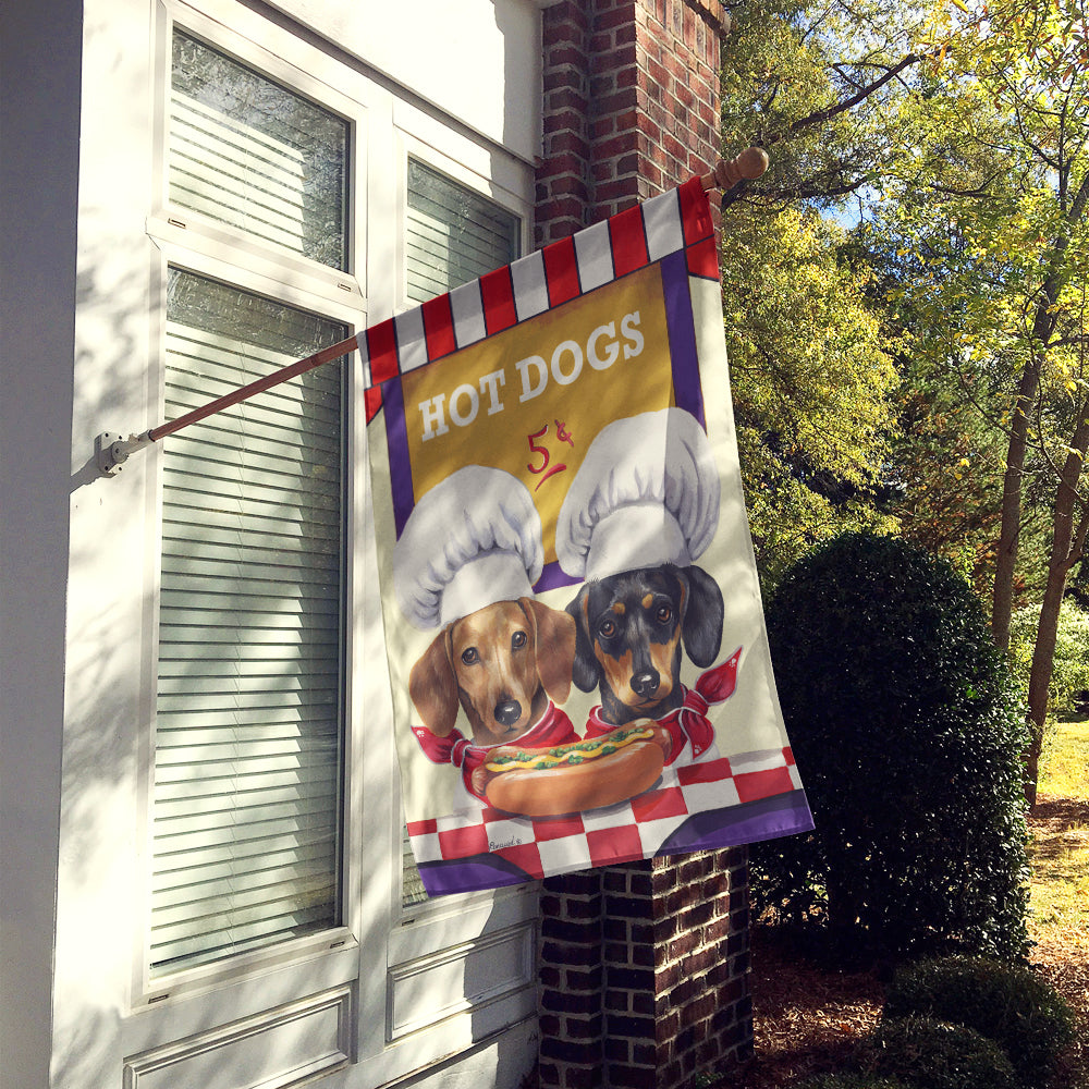 Dachshund Hot Dog Stand Flag Canvas House Size PPP3083CHF  the-store.com.