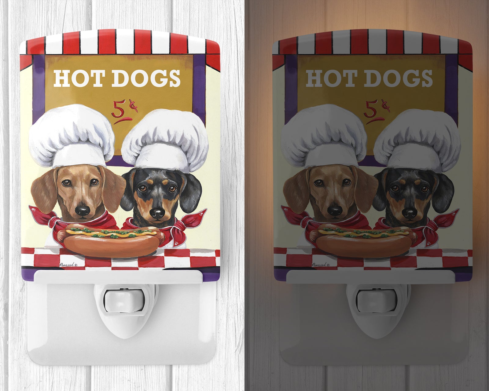 Caroline's Treasures Dachshund Hot Dog Stand Ceramic Night Light PPP3083CNL
