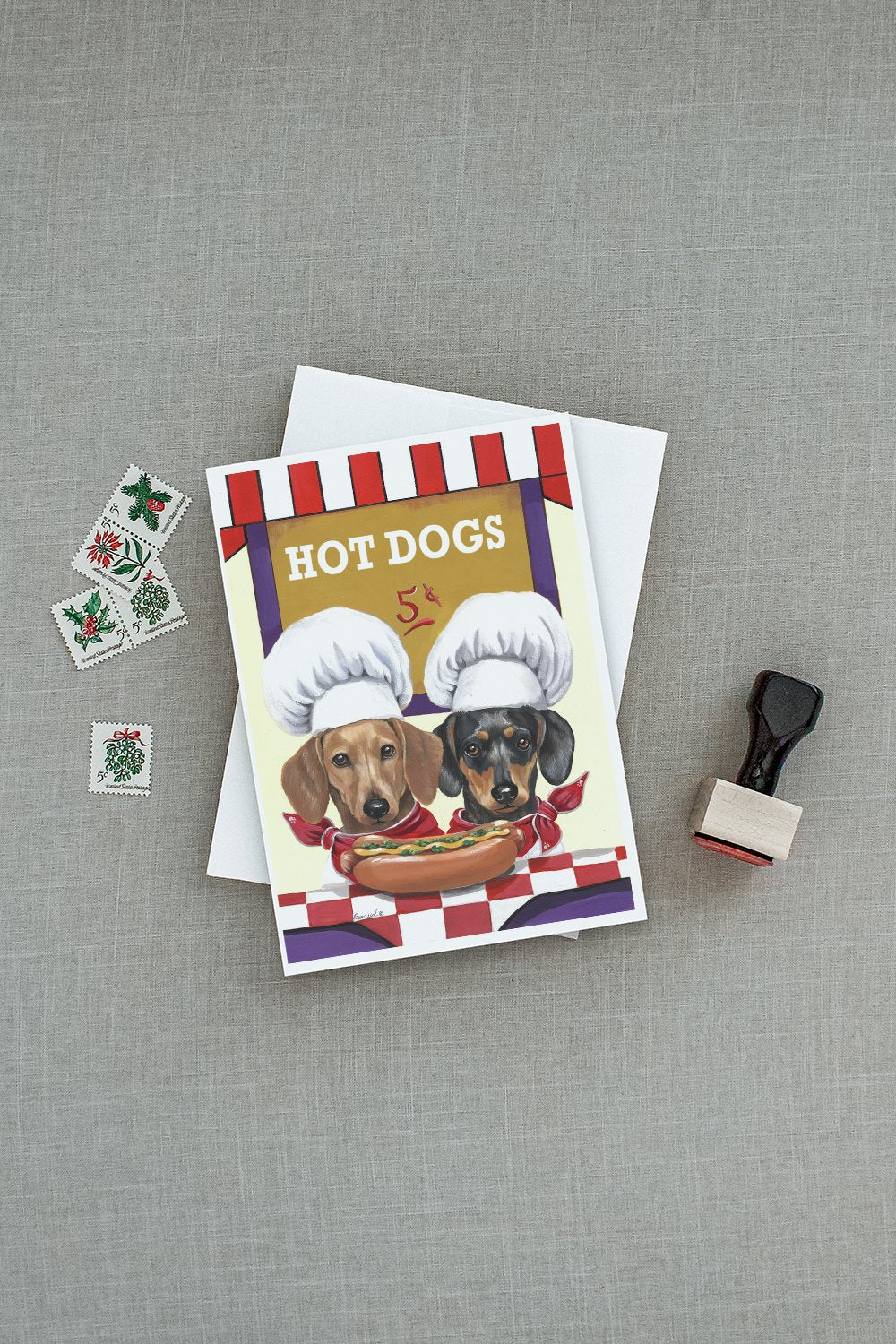 Dachshund Hot Dog Stand Greeting Cards and Envelopes Pack of 8 - the-store.com