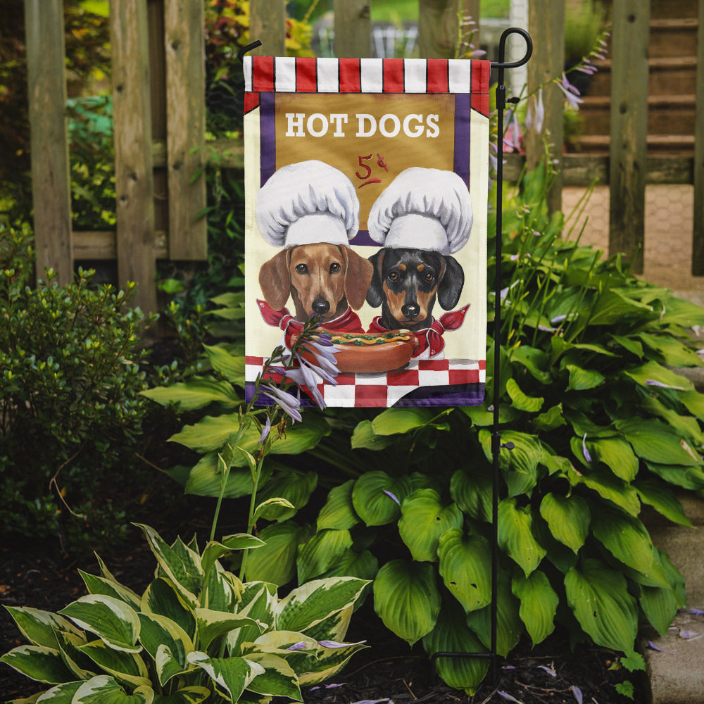 Caroline's Treasures Dachshund Hot Dog Stand Garden Flag – Decorative Outdoor Yard Flag PPP3083GF