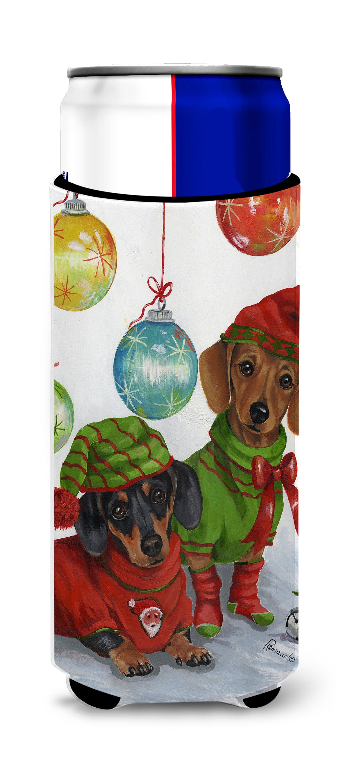 Dachshund Christmas Jingle Ultra Hugger for slim cans PPP3085MUK  the-store.com.