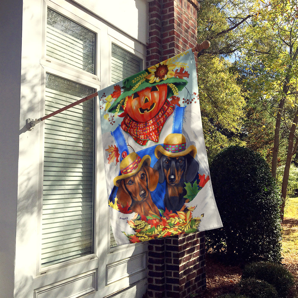 Dachshund Fall Scarecrow Flag Canvas House Size PPP3086CHF  the-store.com.