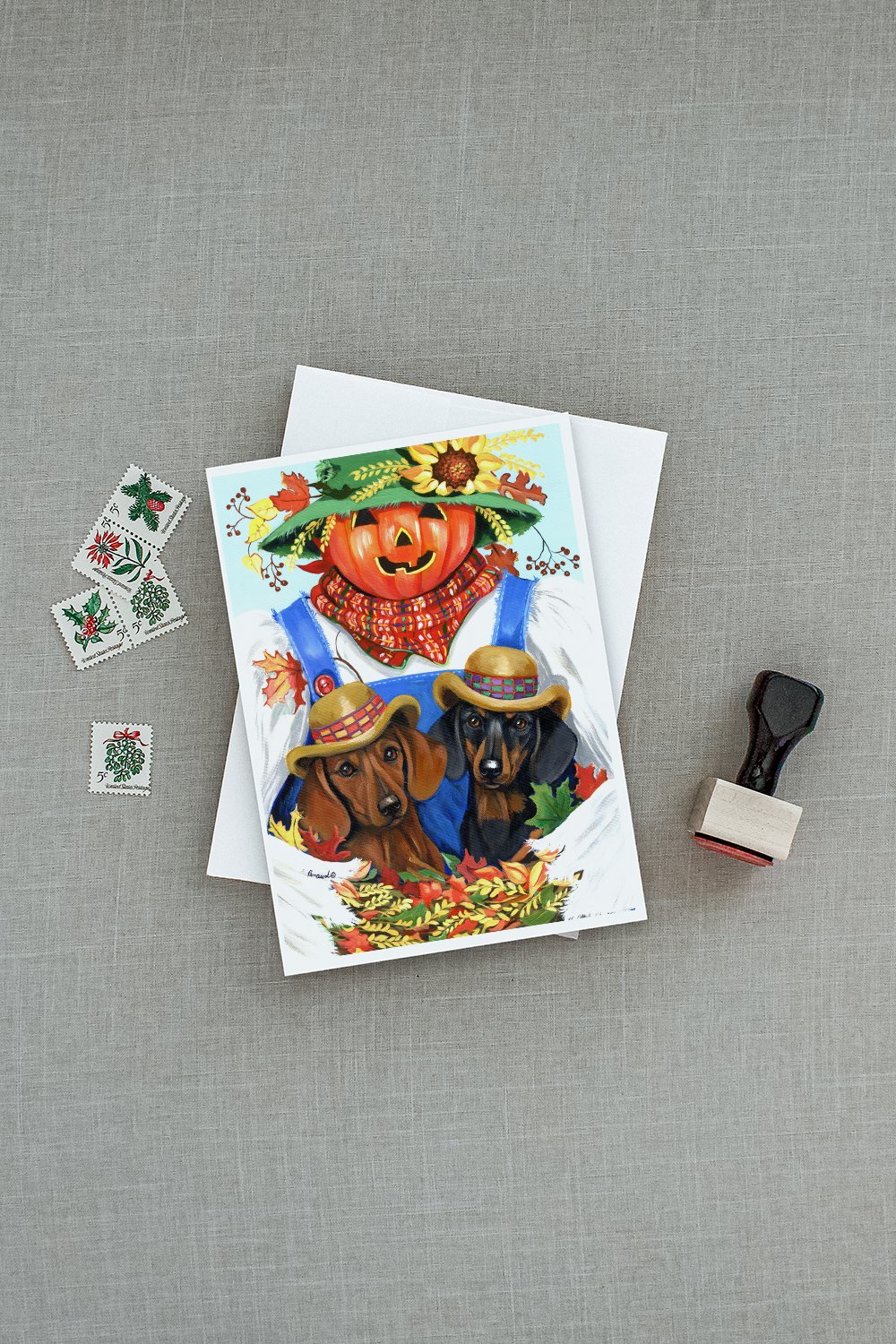Dachshund Fall Scarecrow Greeting Cards and Envelopes Pack of 8 - the-store.com