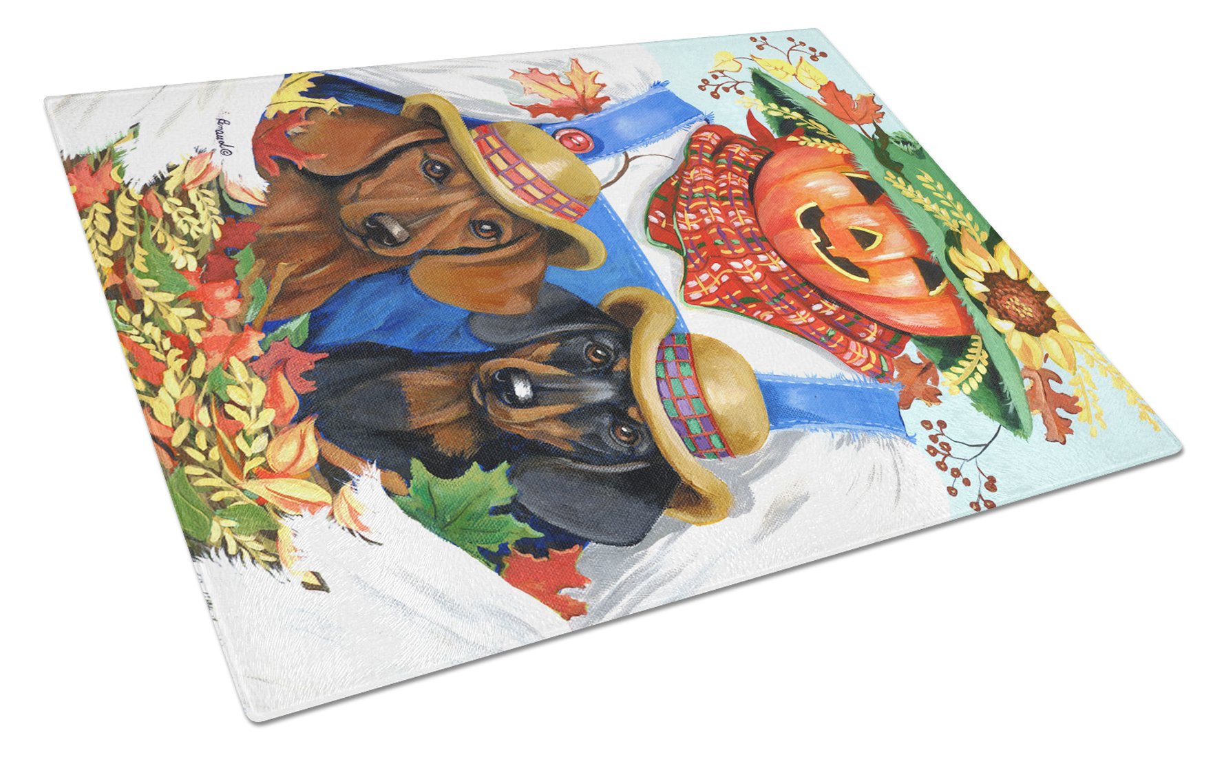 Dachshund Fall Scarecrow Glass Cutting Board Large PPP3086LCB by Caroline's Treasures