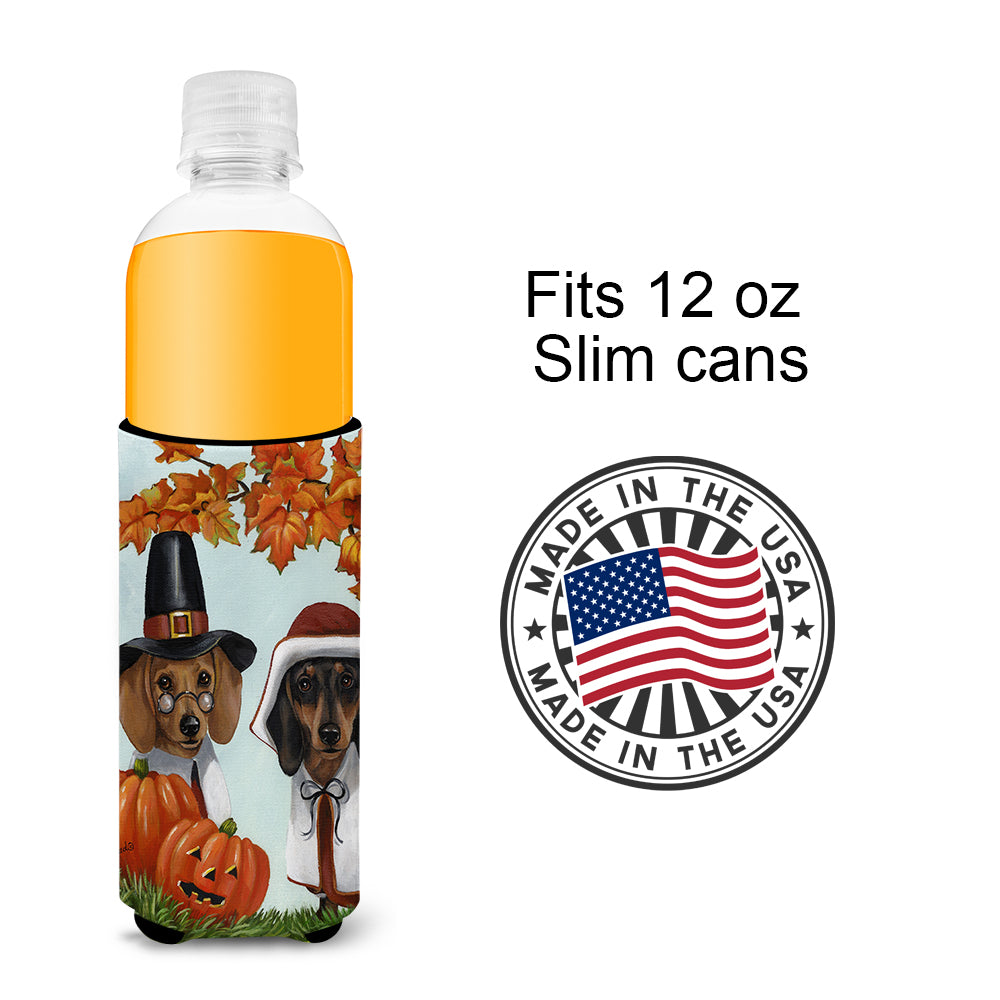 Dachshund Thanksgiving Pilgrims Ultra Hugger for slim cans PPP3087MUK  the-store.com.