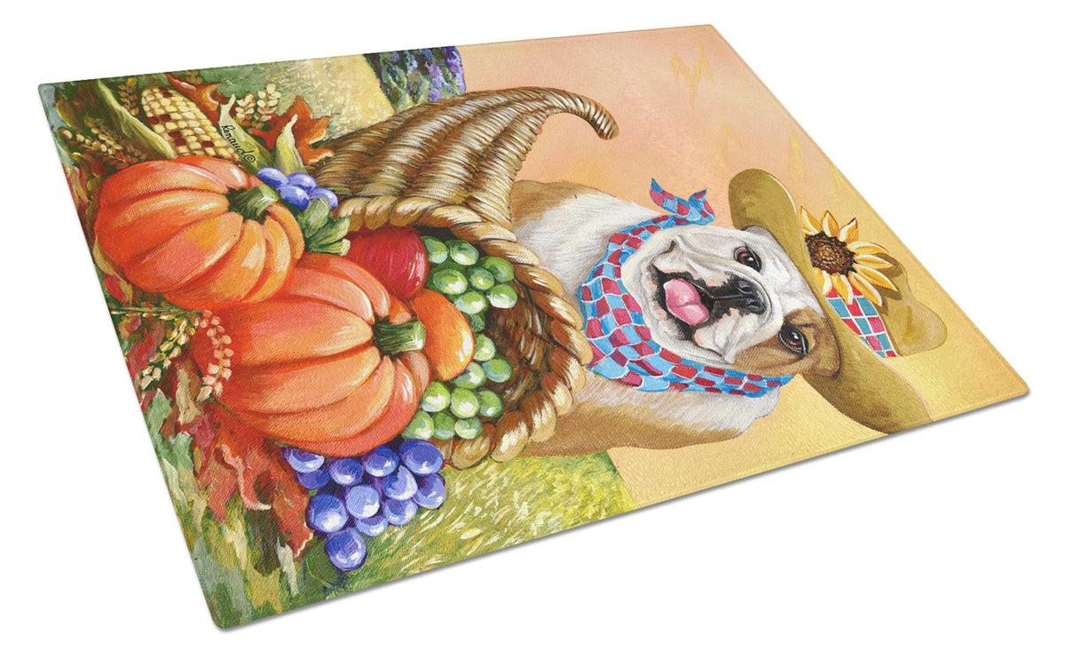 English Bulldog Autumn Glass Cutting Board Large PPP3090LCB by Caroline&#39;s Treasures