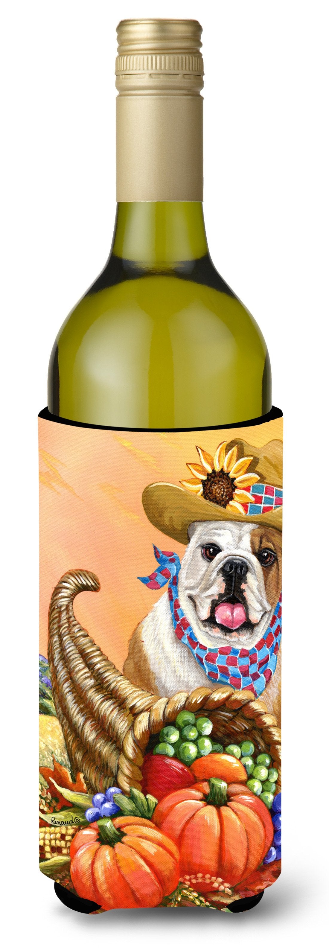 English Bulldog Autumn Wine Bottle Hugger PPP3090LITERK by Caroline&#39;s Treasures