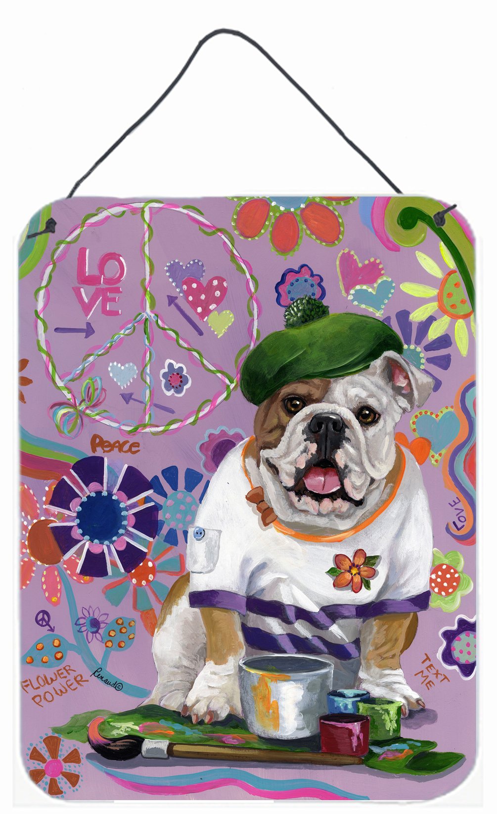 Buy this English Bulldog Flower Power Wall or Door Hanging Prints PPP3091DS1216