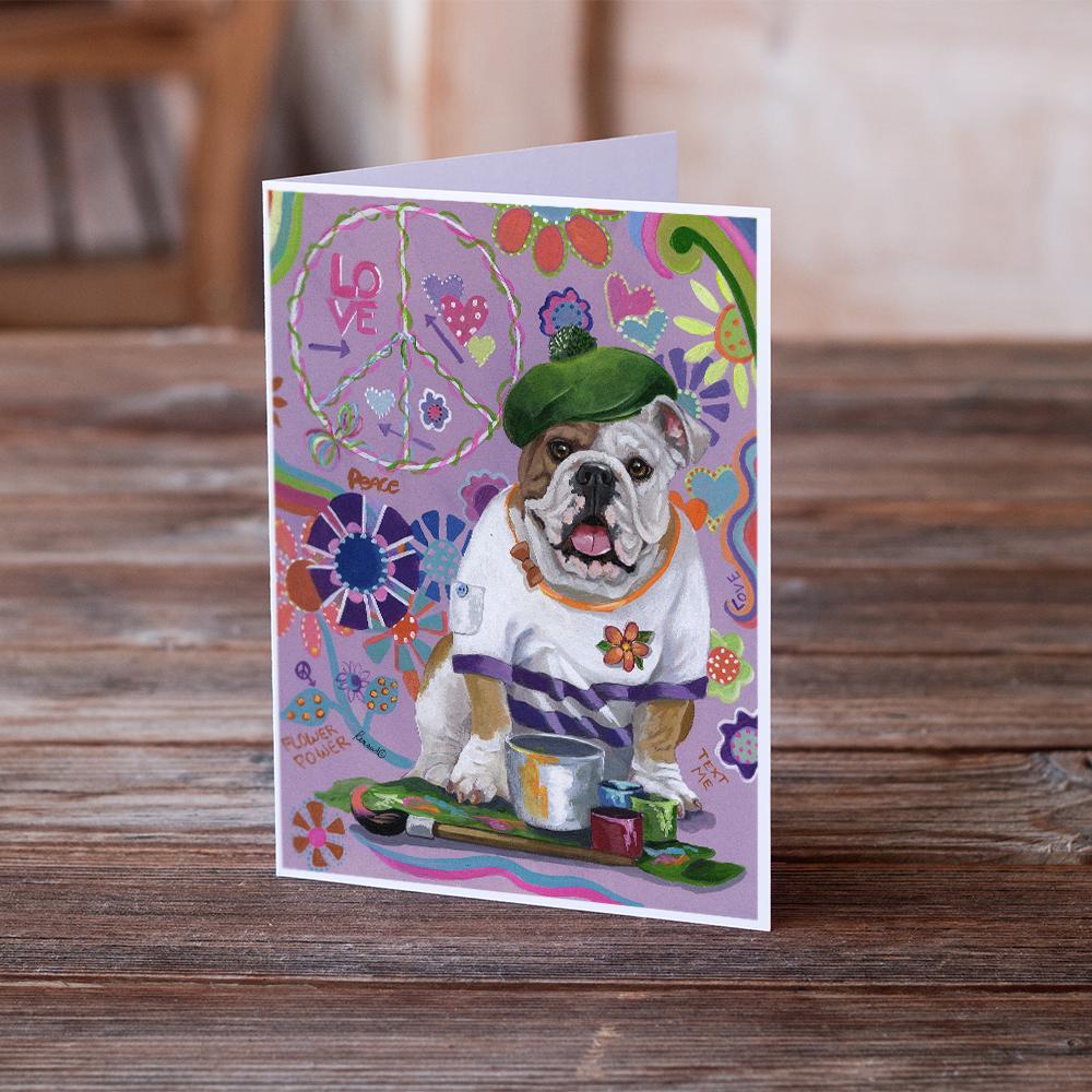 Buy this English Bulldog Flower Power Greeting Cards and Envelopes Pack of 8