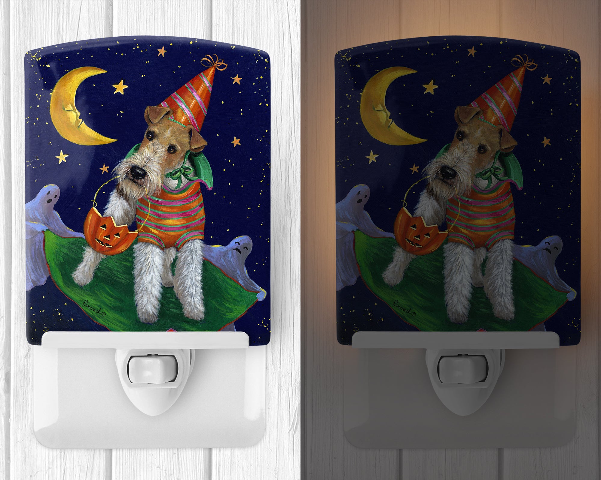 Fox Terrier Halloween Trick or Treat Ceramic Night Light PPP3093CNL - the-store.com