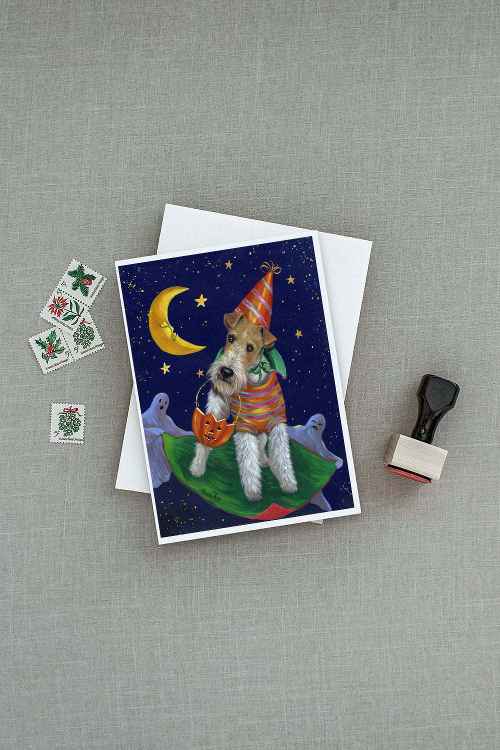 Fox Terrier Halloween Trick or Treat Greeting Cards and Envelopes Pack of 8 - the-store.com
