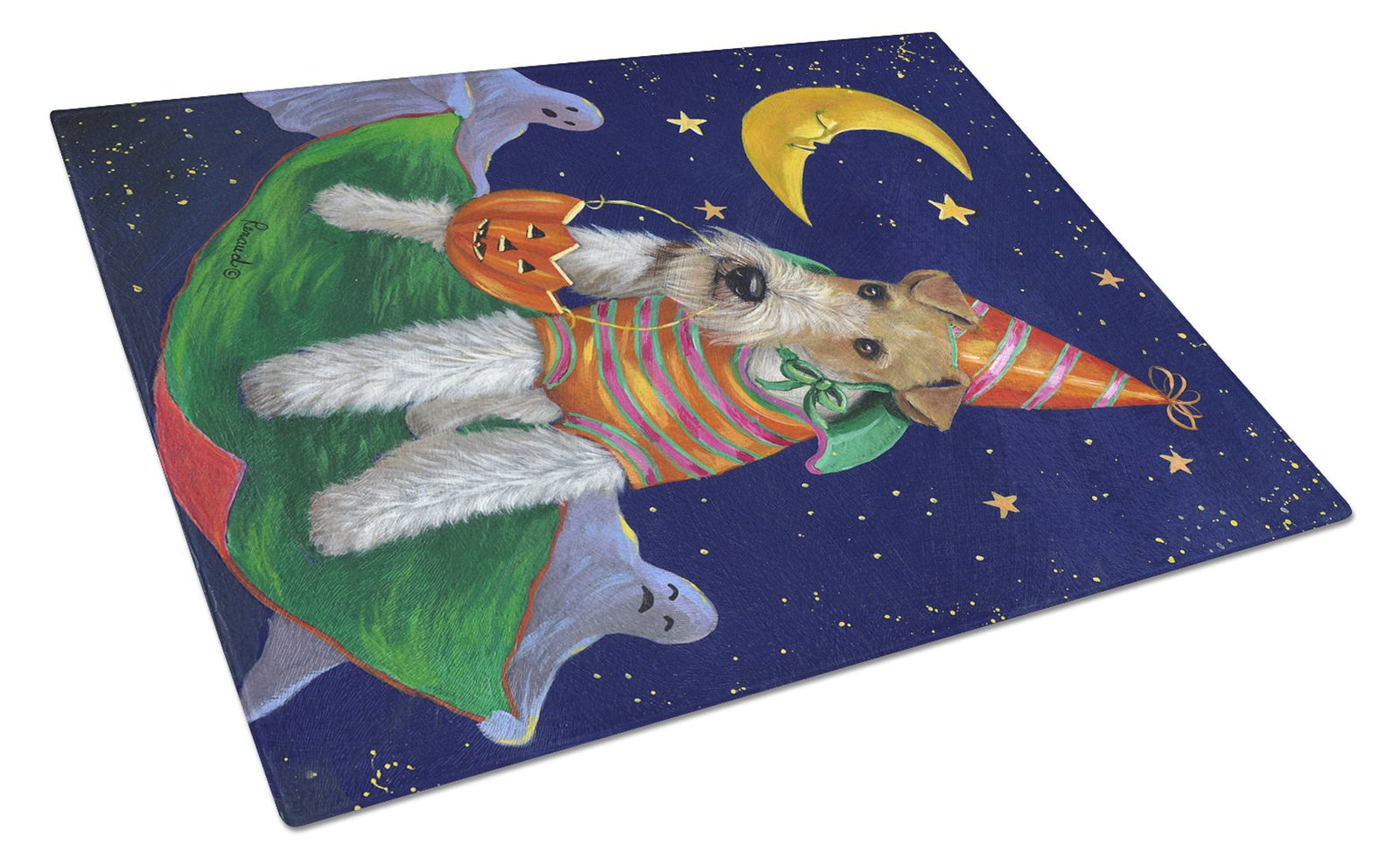 Fox Terrier Halloween Trick or Treat Glass Cutting Board Large PPP3093LCB by Caroline's Treasures