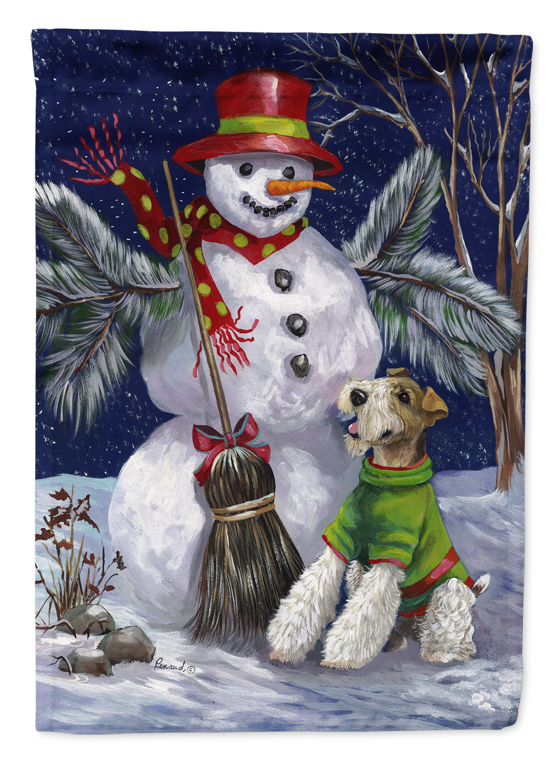 Fox Terrier Christmas Winter Fun Flag Canvas House Size PPP3095CHF