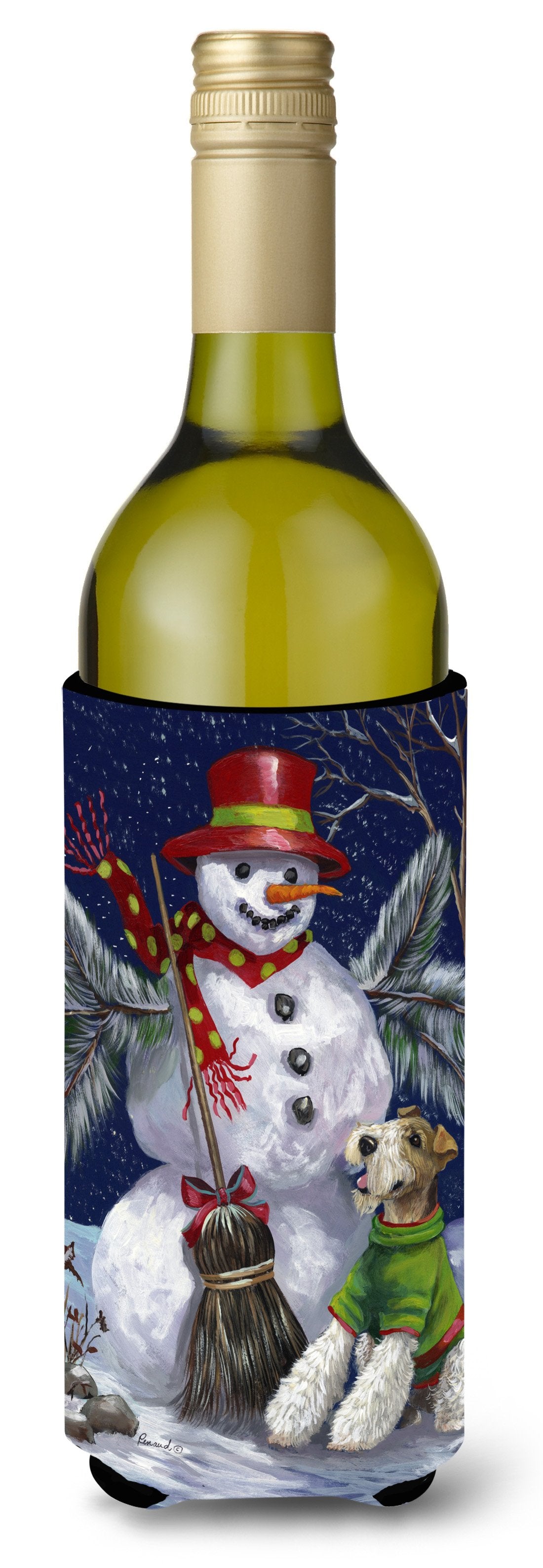 Fox Terrier Christmas Winter Fun Wine Bottle Hugger PPP3095LITERK by Caroline&#39;s Treasures