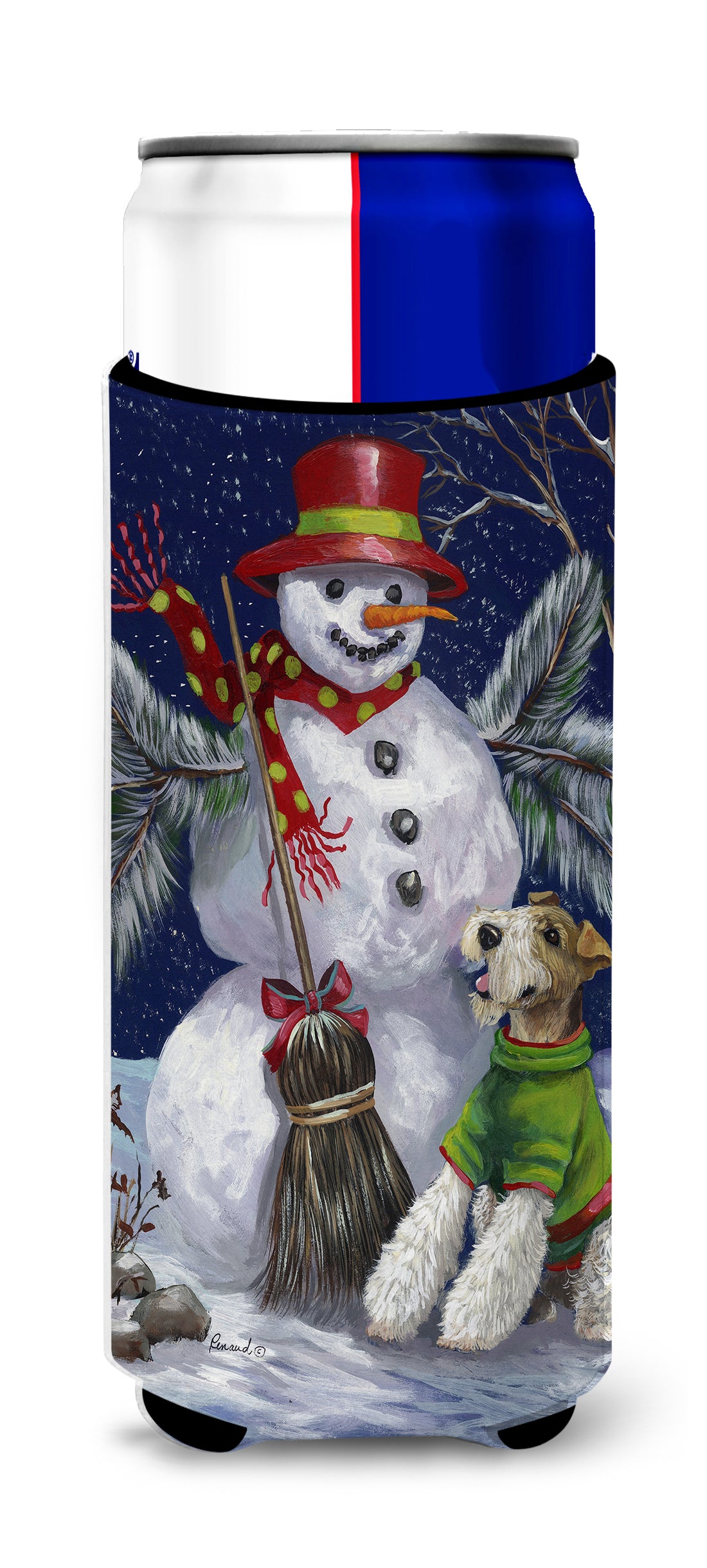 Fox Terrier Christmas Winter Fun Ultra Hugger for slim cans PPP3095MUK  the-store.com.