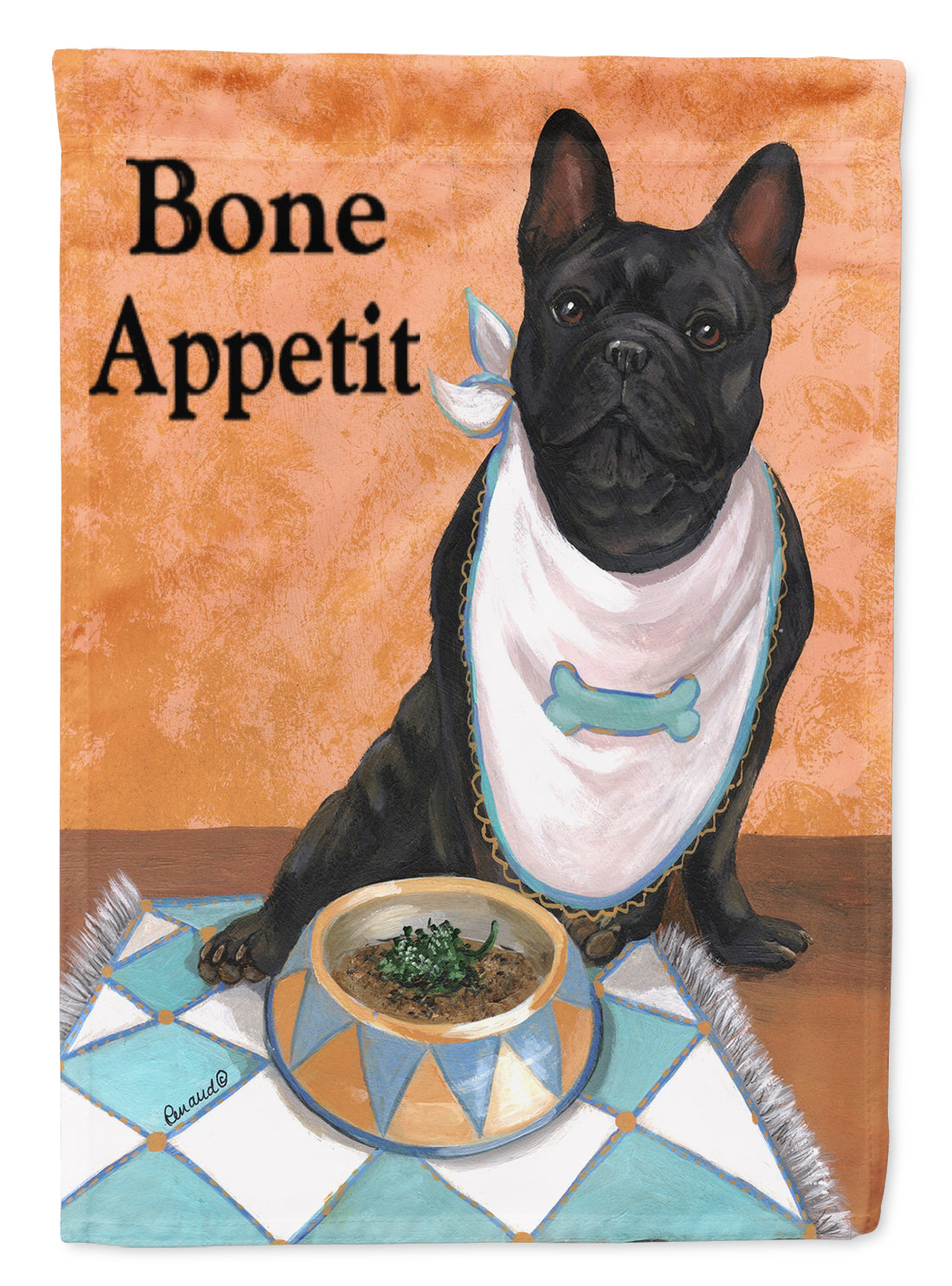 French Bulldog Bone Appetit Flag Canvas House Size PPP3096CHF