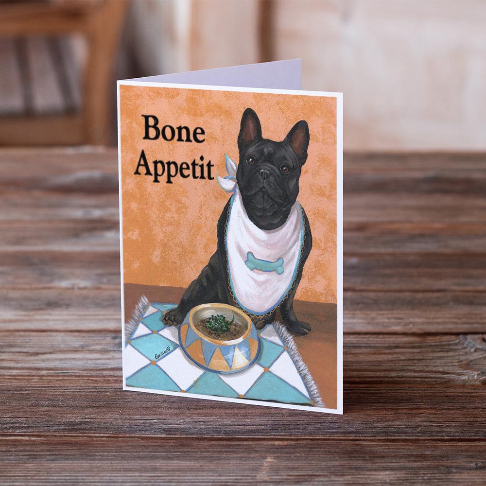 French Bulldog Bone Appetit Greeting Cards and Envelopes Pack of 8 - the-store.com