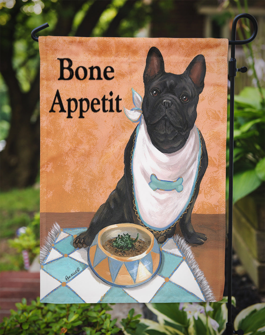 French Bulldog Bone Appetit Flag Garden Size PPP3096GF  the-store.com.