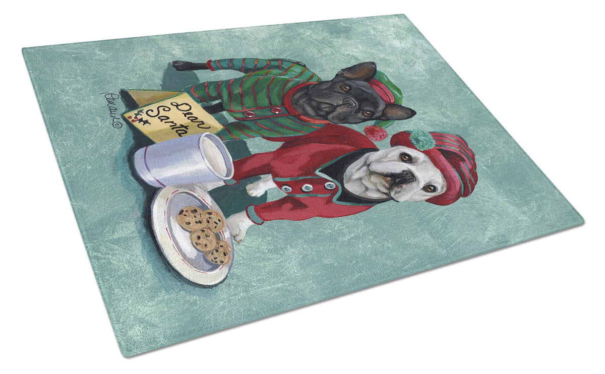 French Bulldog Christmas PJs Glass Cutting Board Large PPP3097LCB by Caroline&#39;s Treasures