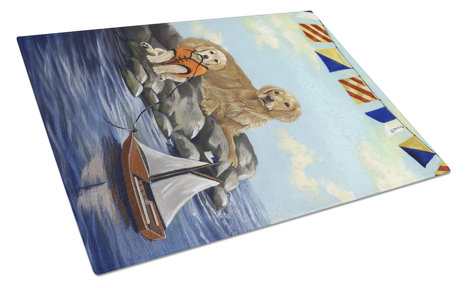 Golden Retriever Retreat Glass Cutting Board Large PPP3100LCB by Caroline's Treasures