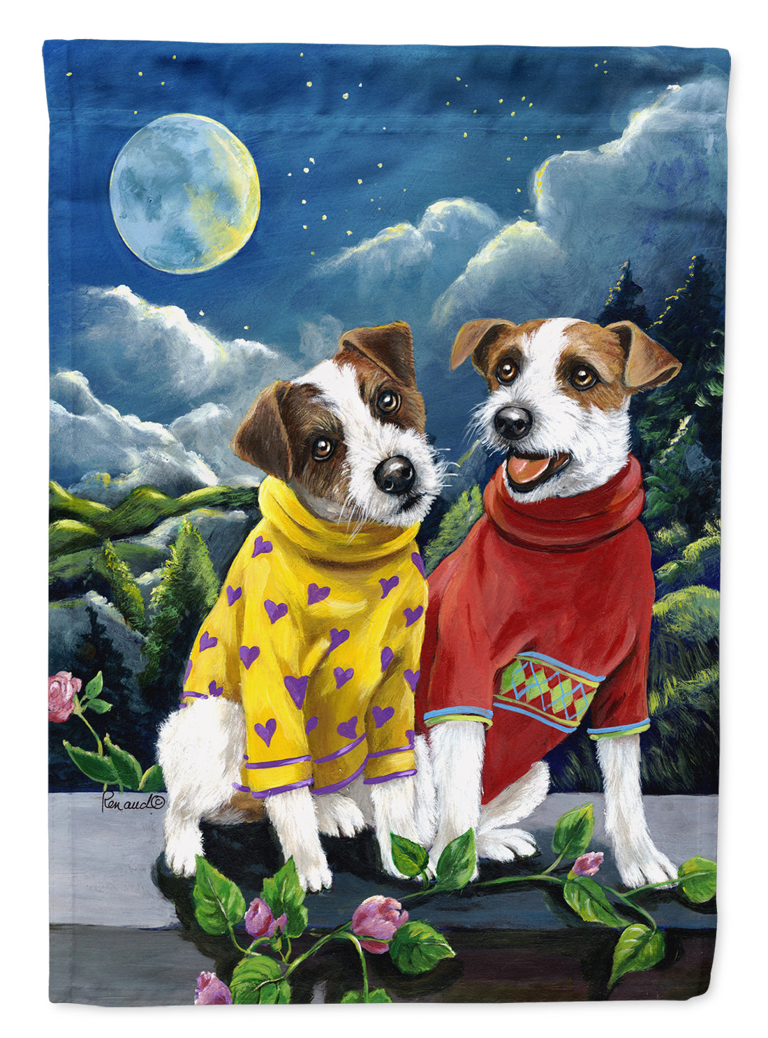 Jack Russell Terrier Moon Phase Flag Canvas House Size PPP3106CHF