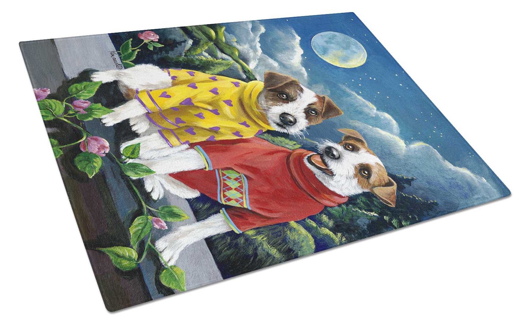 Jack Russell Terrier Moon Phase Glass Cutting Board Large PPP3106LCB by Caroline's Treasures