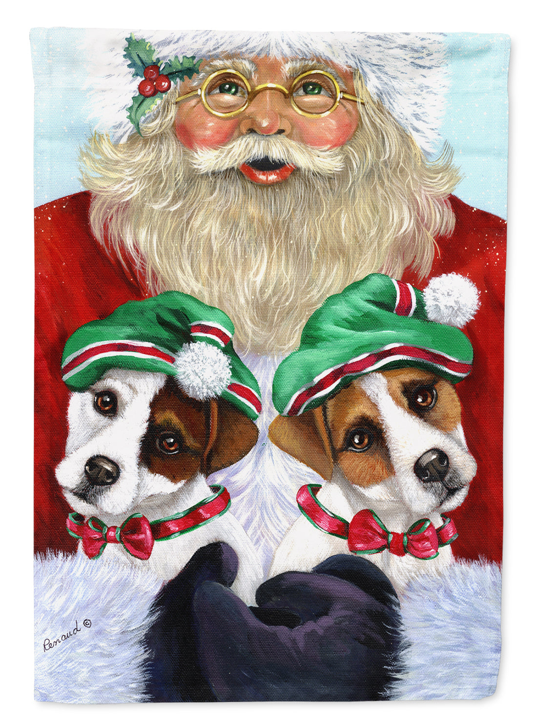 Jack Russell Christmas Santa Flag Canvas House Size PPP3108CHF  the-store.com.