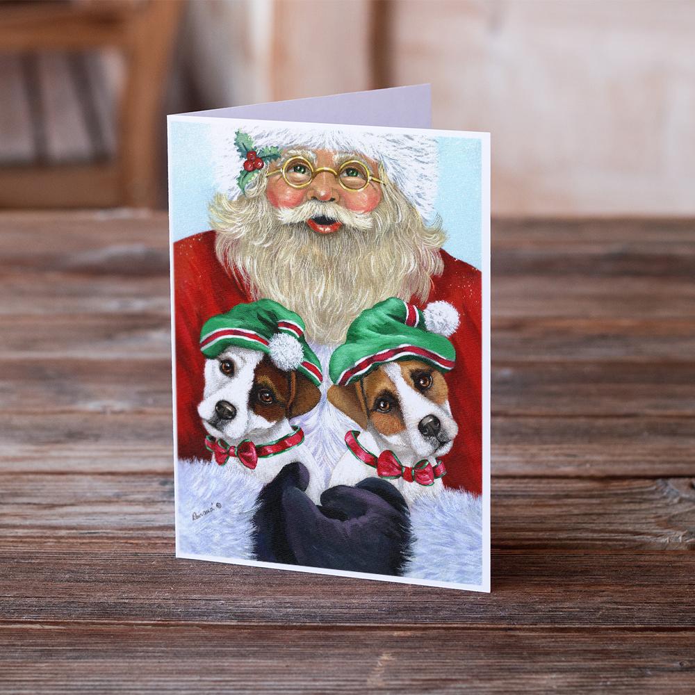 Jack Russell Christmas Santa Greeting Cards and Envelopes Pack of 8 - the-store.com