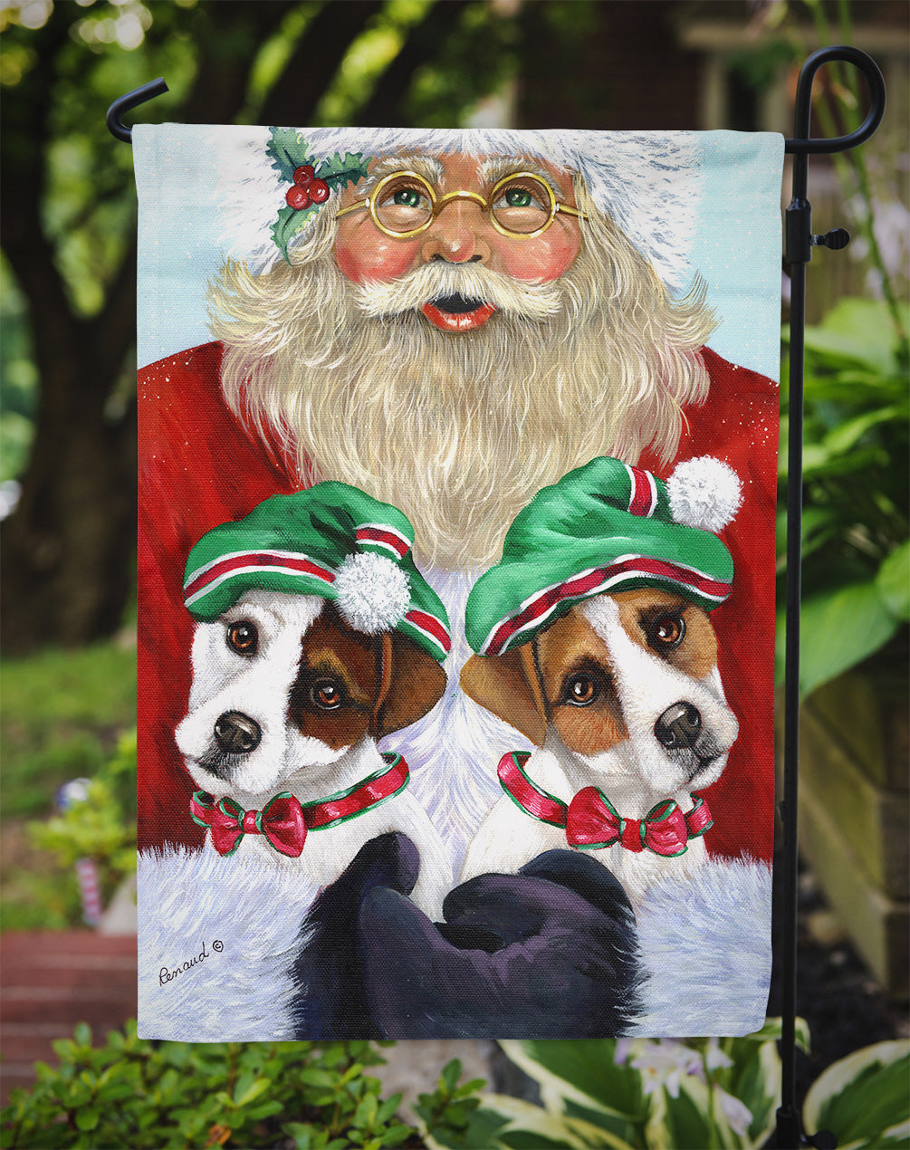 Jack Russell Christmas Santa Flag Garden Size PPP3108GF  the-store.com.