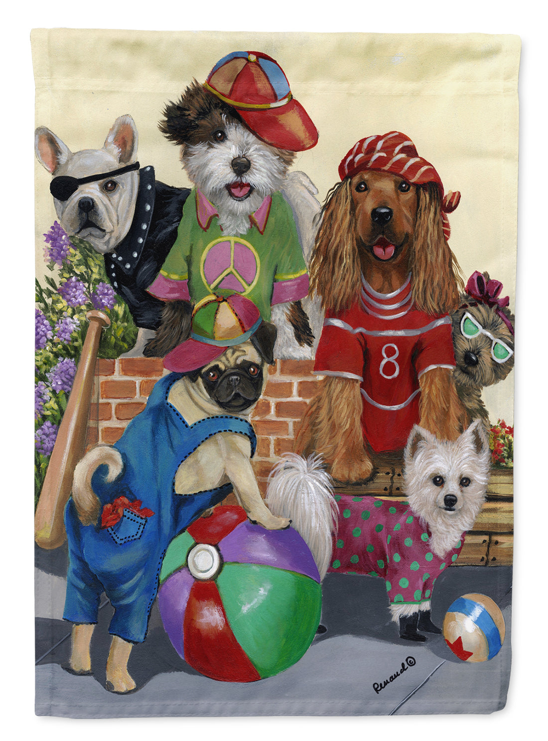 Dogs Mutli-Breed Neighborhood Flag Canvas House Size PPP3115CHF