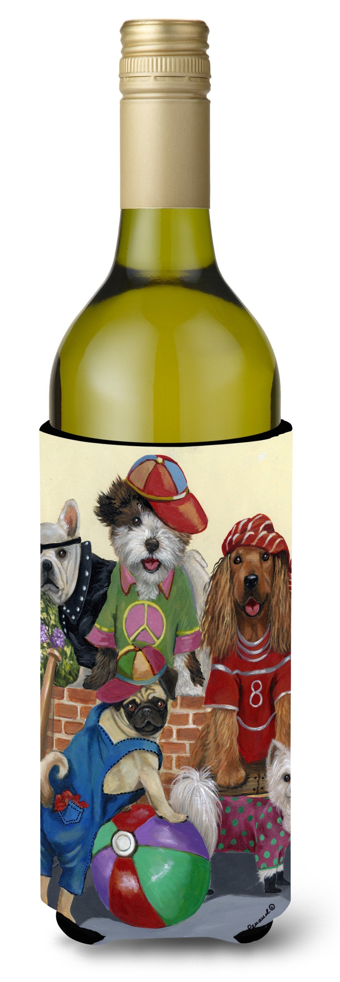 Dogs Mutli-Breed Neighborhood Wine Bottle Hugger PPP3115LITERK by Caroline&#39;s Treasures