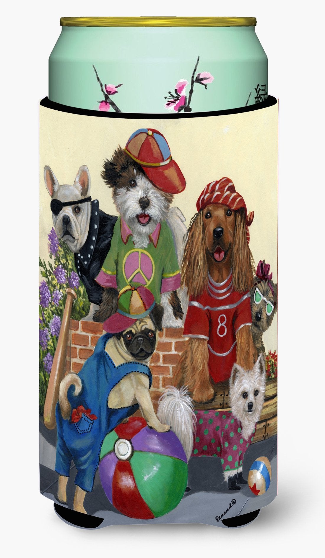 Dogs Mutli-Breed Neighborhood Tall Boy Hugger PPP3115TBC by Caroline&#39;s Treasures