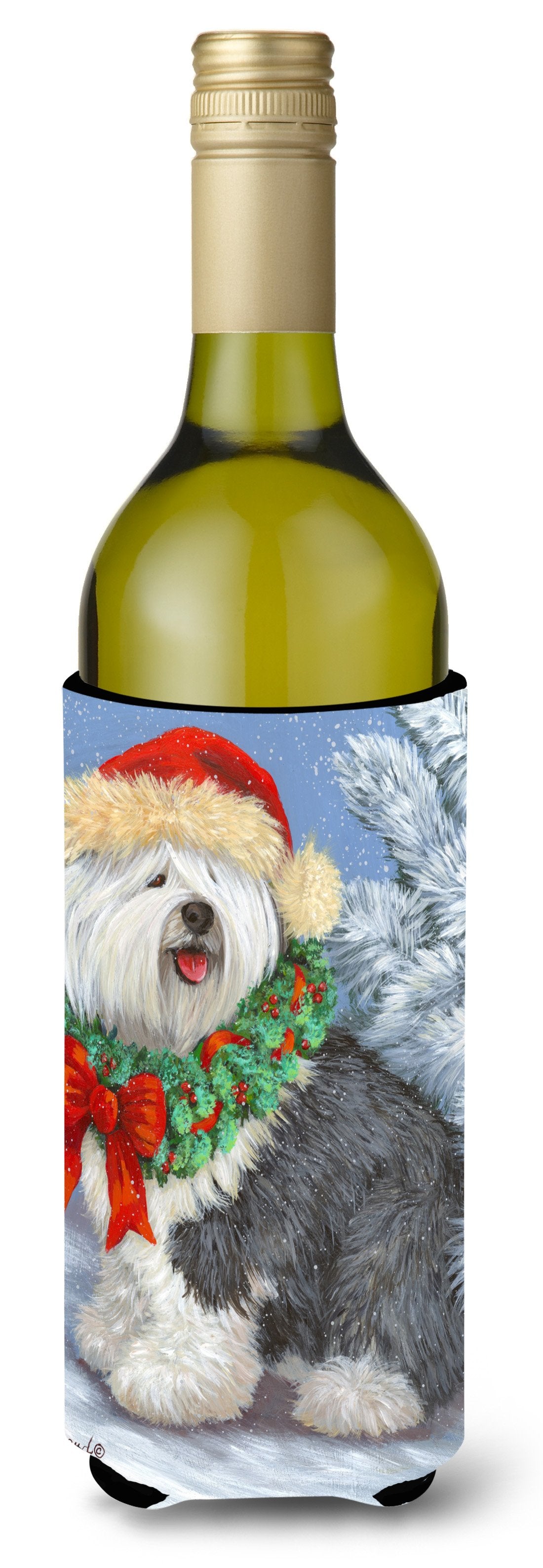 Old English Sheepdog Christmas Wine Bottle Hugger PPP3117LITERK by Caroline&#39;s Treasures