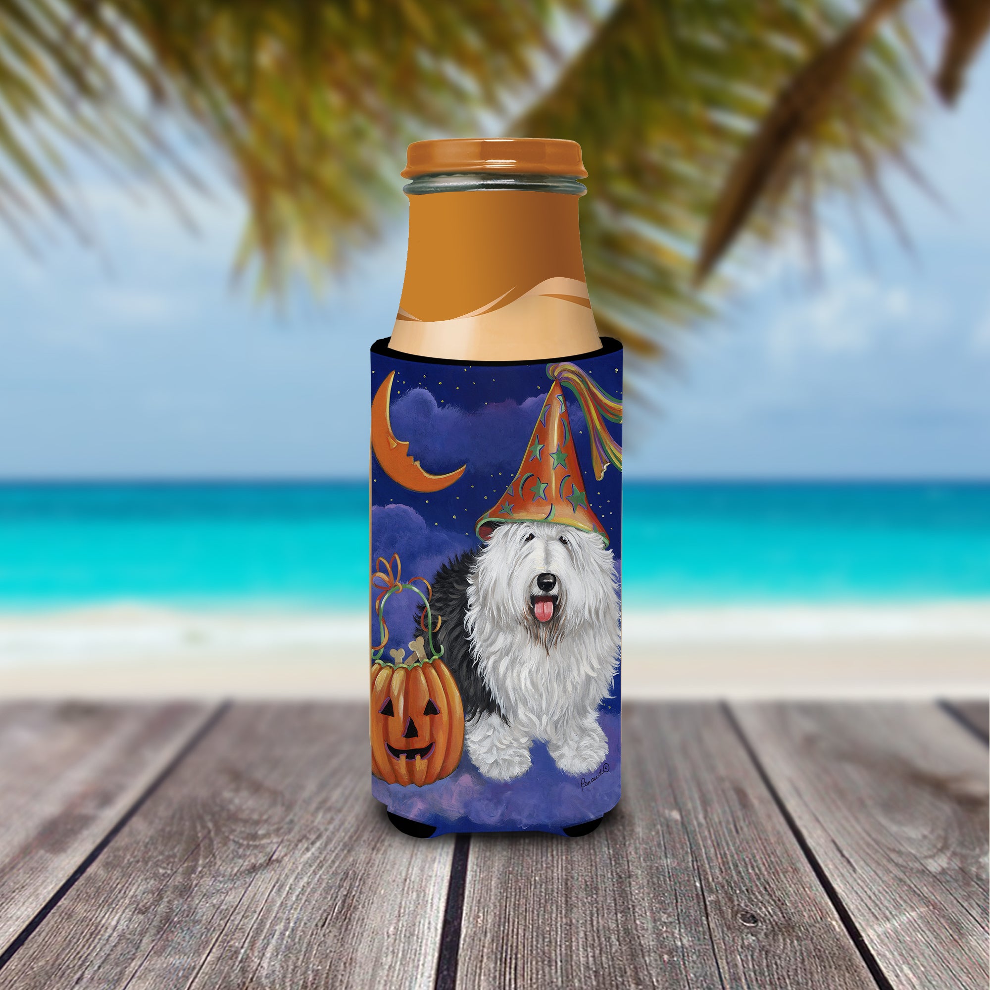 Old English Sheepdog Halloween Ultra Hugger for slim cans PPP3118MUK  the-store.com.