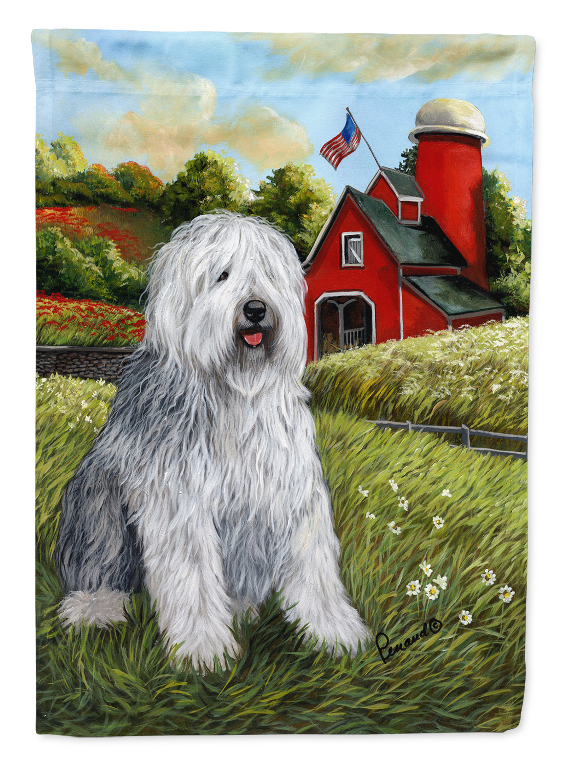 Old English Sheepdog Heaven Flag Canvas House Size PPP3119CHF