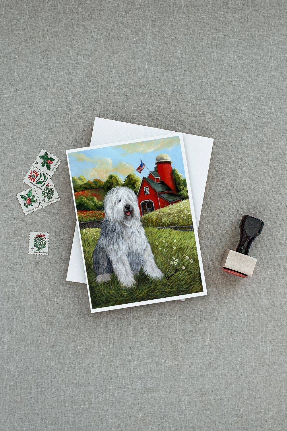 Old English Sheepdog Heaven Greeting Cards and Envelopes Pack of 8 - the-store.com