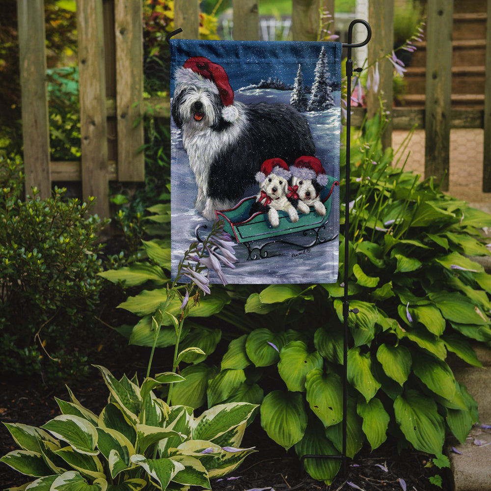 Caroline's Treasures Old English Sheepdog Christmas Snow Garden Flag – Decorative Outdoor Yard Flag PPP3120GF