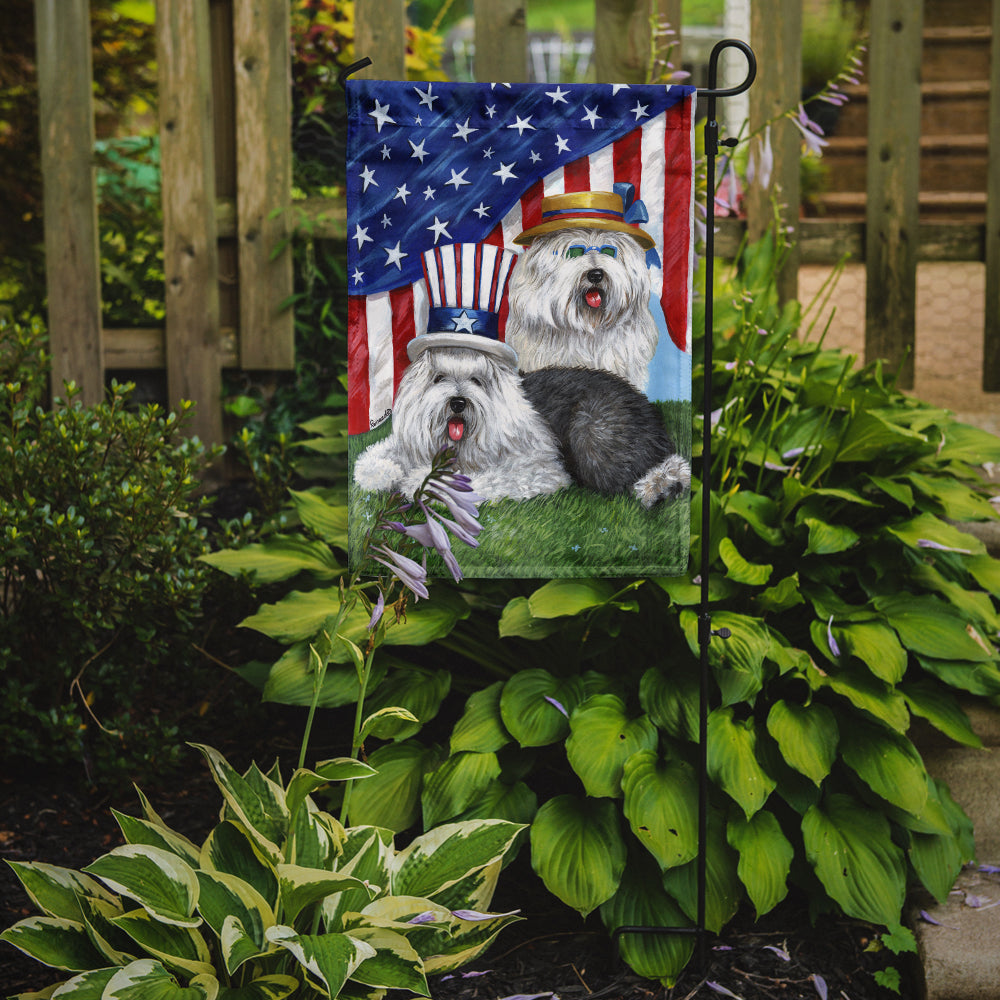 Caroline's Treasures Old English Sheepdog USA Garden Flag – Decorative Outdoor Yard Flag PPP3121GF