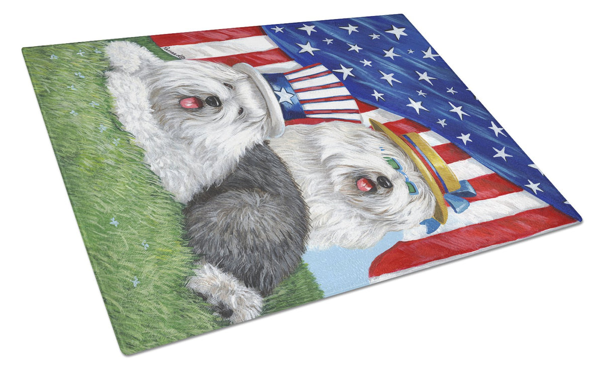 Old English Sheepdog USA Glass Cutting Board Large PPP3121LCB by Caroline&#39;s Treasures