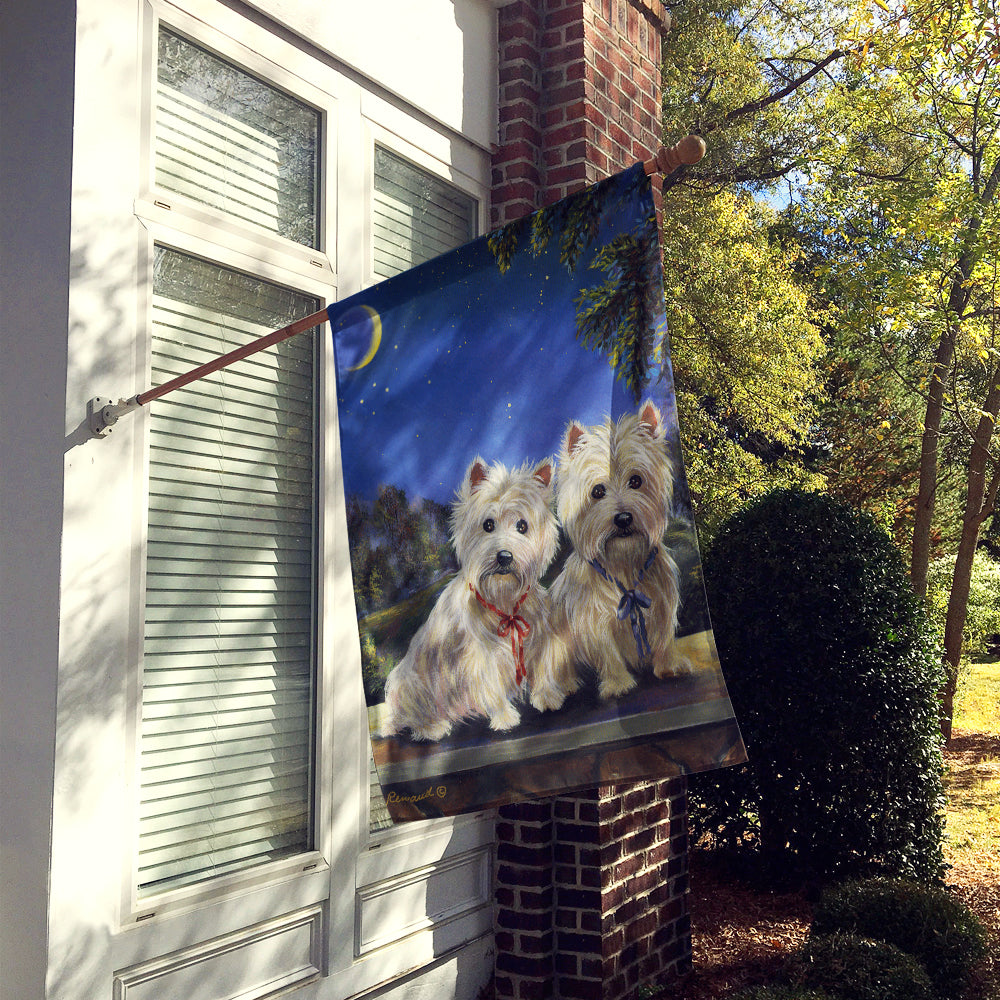 Westie Moonlight Stroll Flag Canvas House Size PPP3122CHF  the-store.com.
