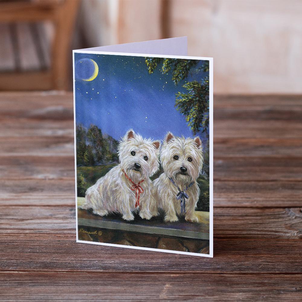 Westie Moonlight Stroll Greeting Cards and Envelopes Pack of 8 - the-store.com