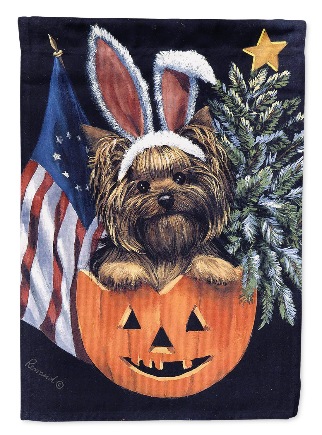 Yorkie for All Seasons Flag Canvas House Size PPP3124CHF  the-store.com.