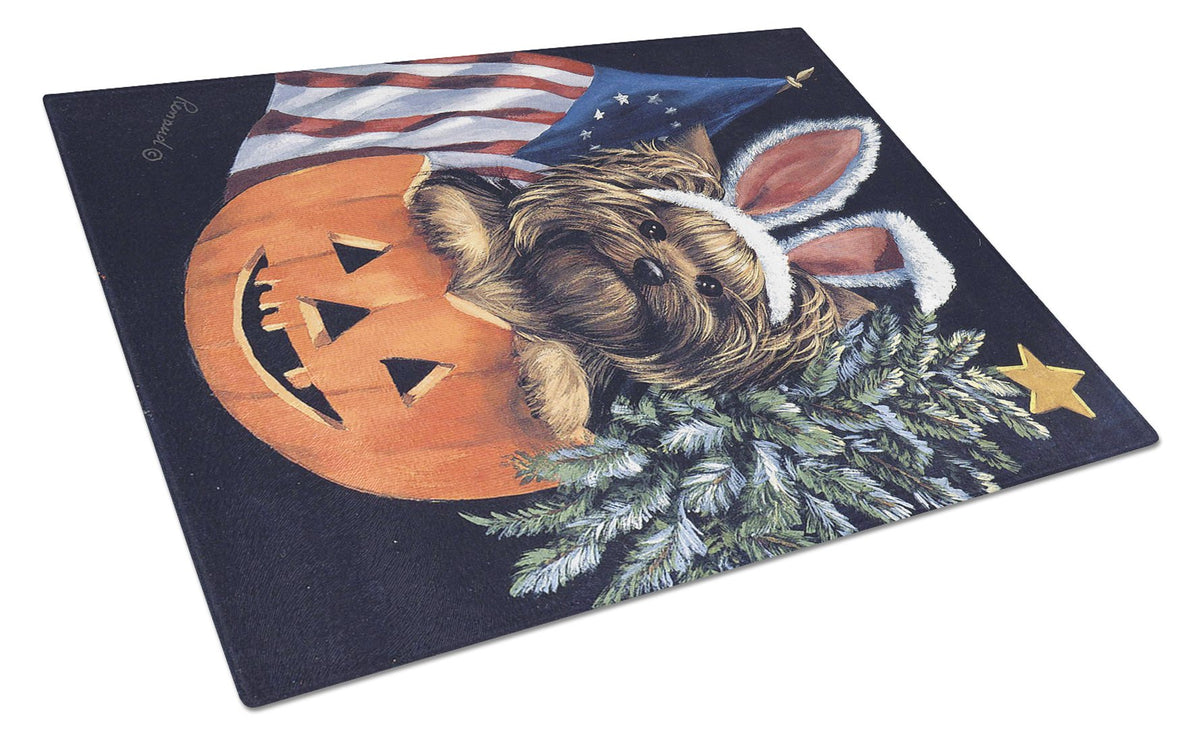 Yorkie for All Seasons Glass Cutting Board Large PPP3124LCB by Caroline&#39;s Treasures