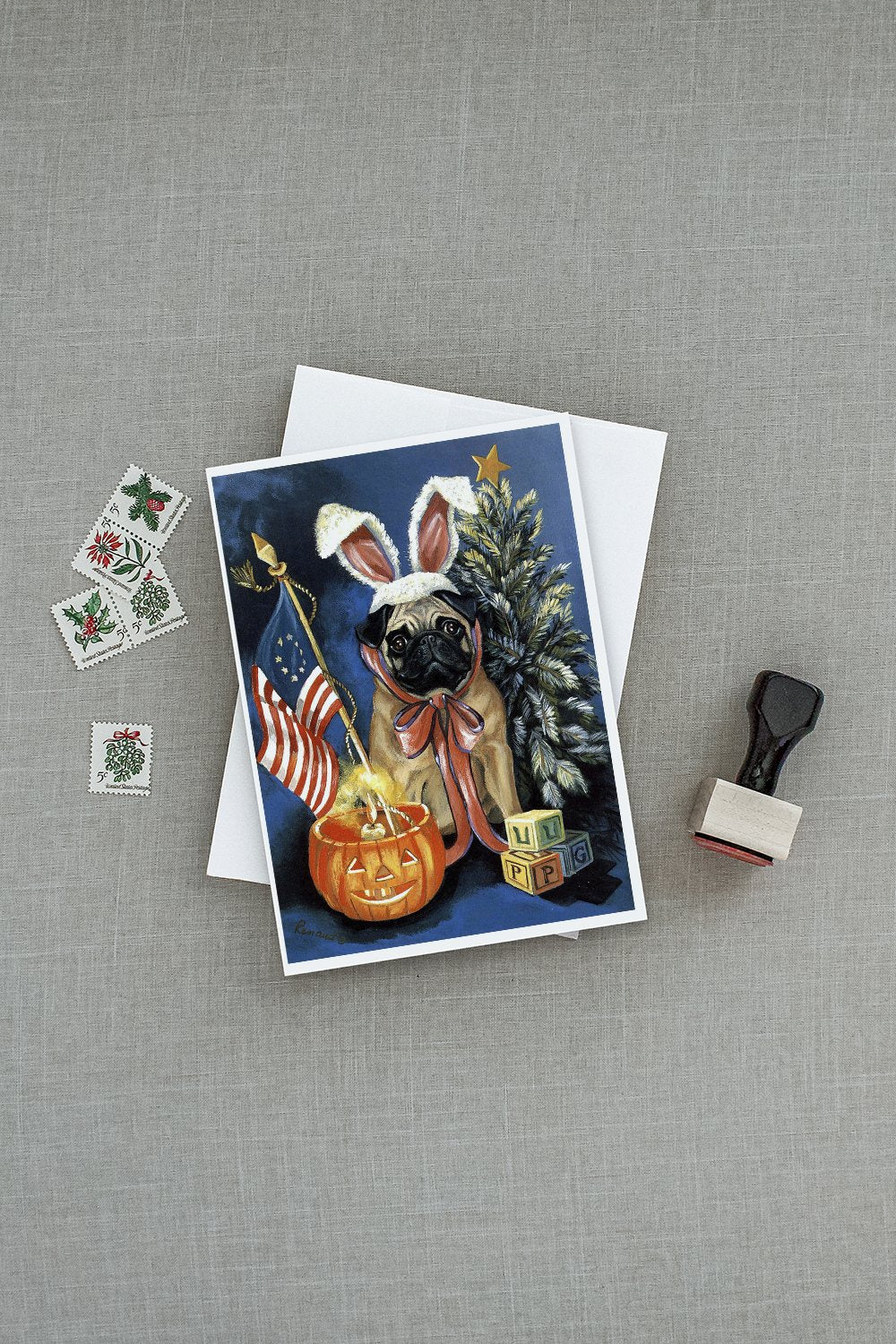 Pug for All Seasons Greeting Cards and Envelopes Pack of 8 - the-store.com