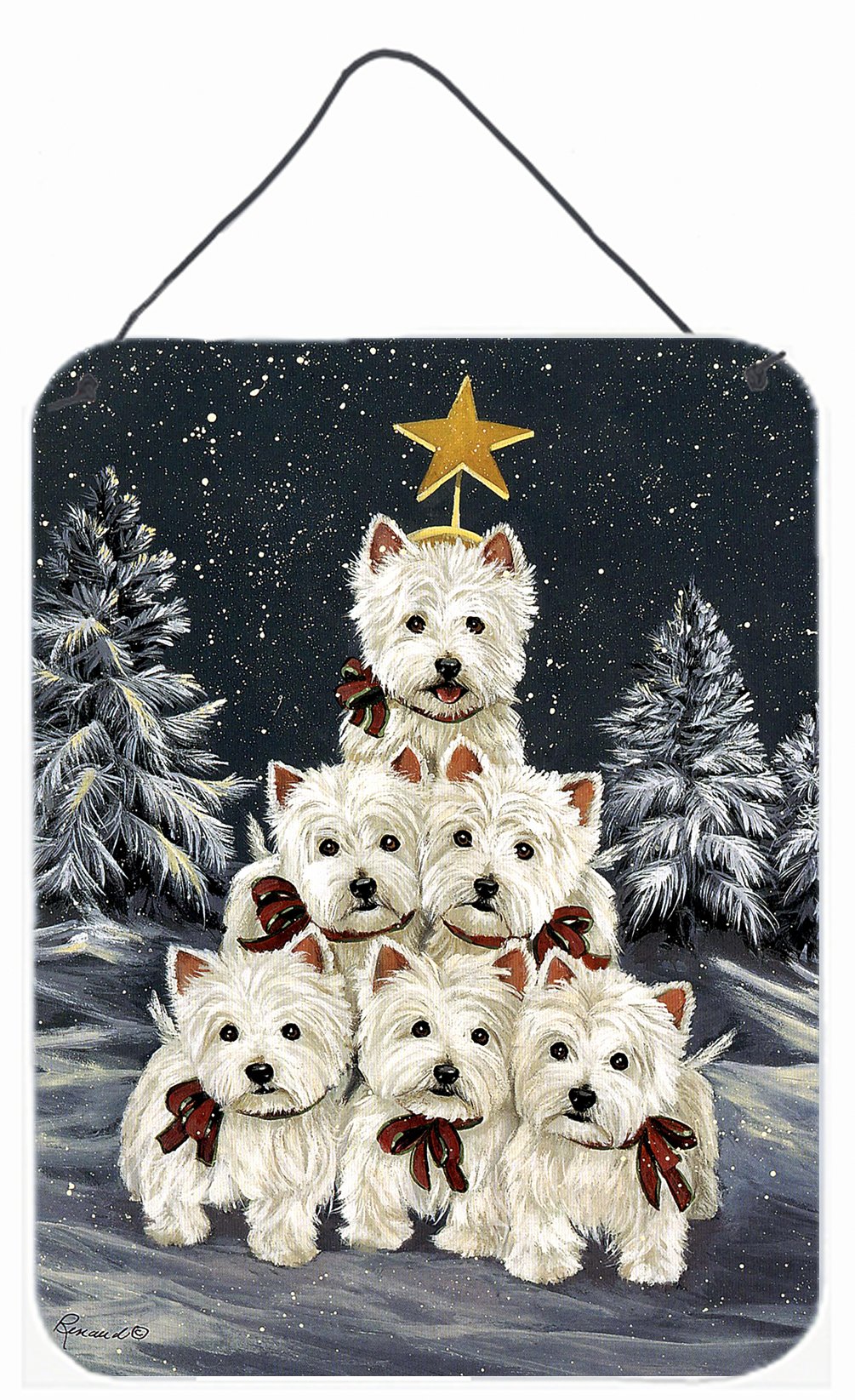 Buy this Westie Christmas Family Tree Wall or Door Hanging Prints PPP3130DS1216